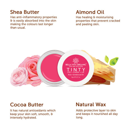 Bella Vita Organic Rose Pink 3 in 1 Tinty Blush 8g